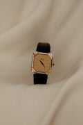 Vintage Seiko Ladies Silver Square Leather Watch with Gold Accents