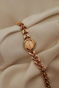 Vintage Seiko Ladies Petite Gold Bracelet Watch with Rubies