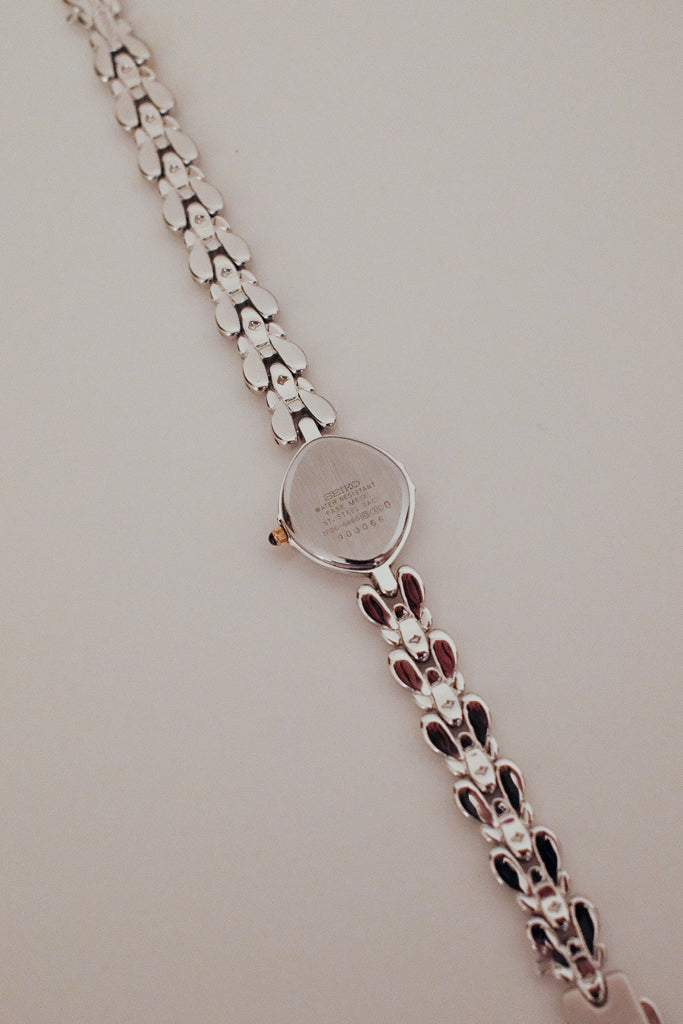 Vintage Seiko Exceline Ladies Silver Watch with white MOP dial