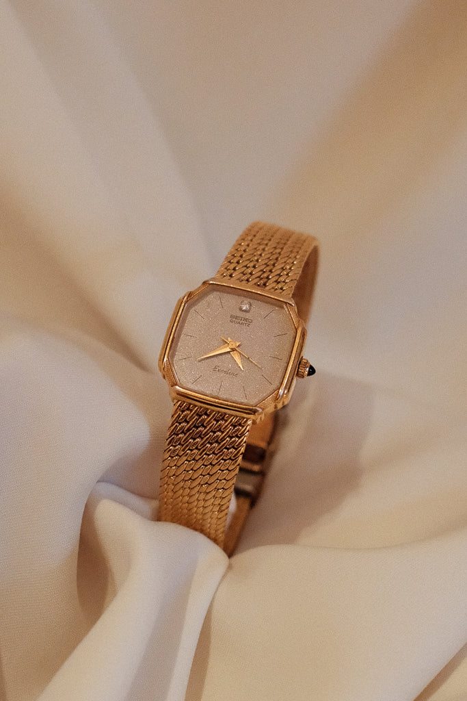 Vintage Seiko Exceline Gold Octagonal Mesh Bracelet Watch