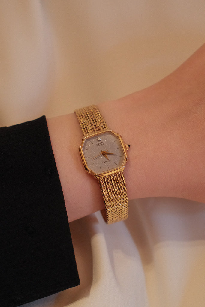 Vintage Seiko Exceline Gold Octagonal Mesh Bracelet Watch