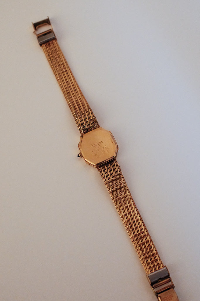 Vintage Seiko Exceline Gold Octagonal Mesh Bracelet Watch