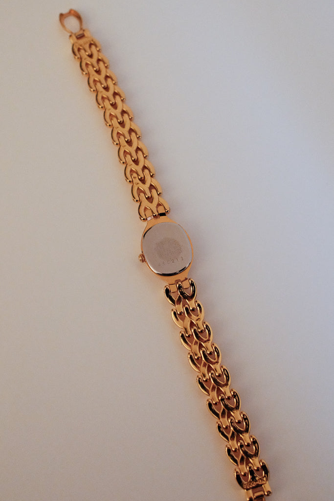Vintage Seiko Ladies Gold Bracelet Watch with 2 Diamonds