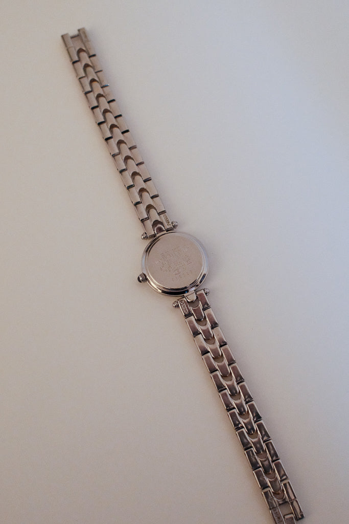 Vintage Seiko Exceline Ladies Two-Tone Watch with Black Dial and Gold Hands