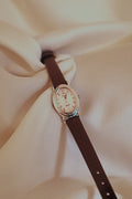 Vintage Ladies Seiko L'espoir Oval White Dial Leather Watch