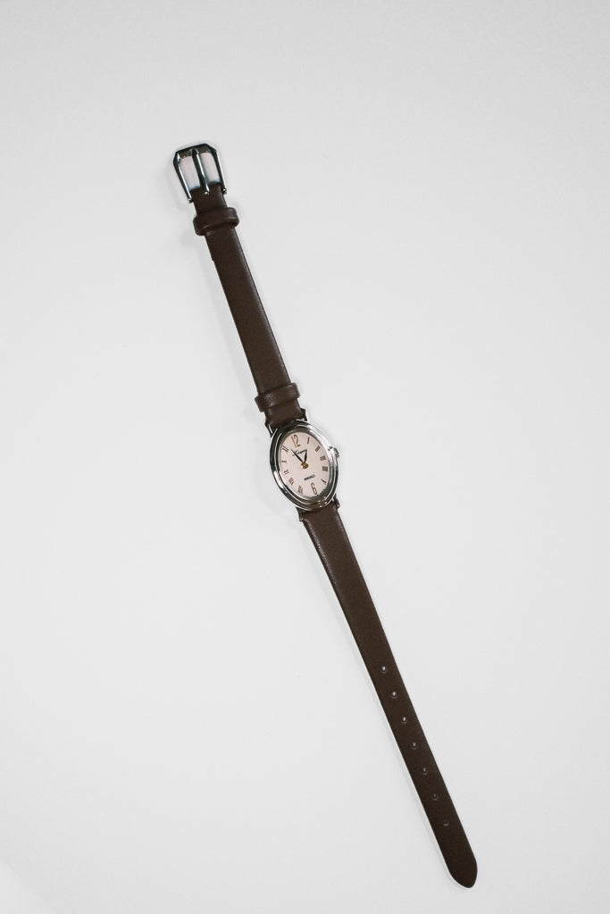 Vintage Ladies Seiko L'espoir Oval White Dial Leather Watch