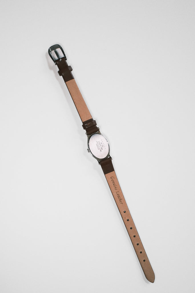 Vintage Ladies Seiko L'espoir Oval White Dial Leather Watch