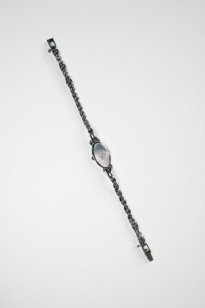 *Rare* Vintage Seiko Ladies Oval Silver Rope Watch with 4-Piece Gemstones