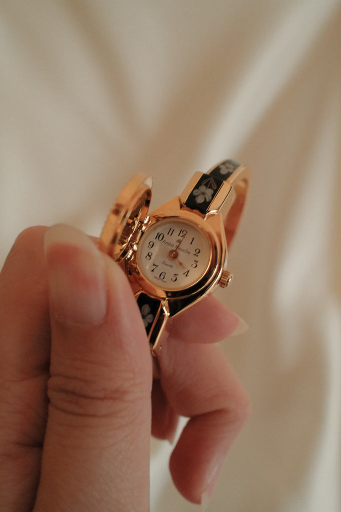 Andre Mouche Floral Enamel Bangle Watch