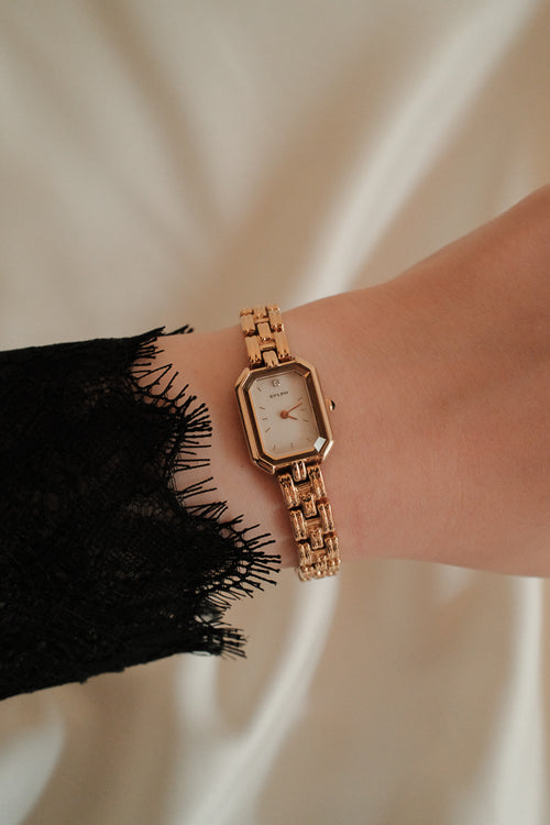 Vintage Citizen Sylph Ladies Gold Tank Bracelet Watch with Gemstone