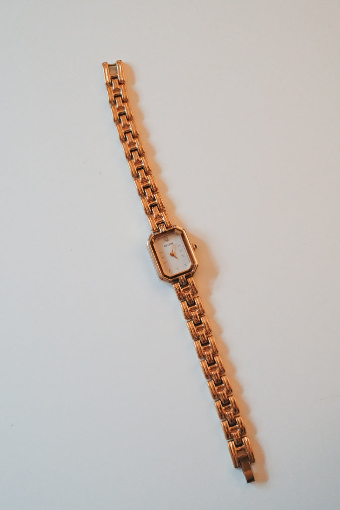 Vintage Citizen Sylph Ladies Gold Tank Bracelet Watch with Gemstone