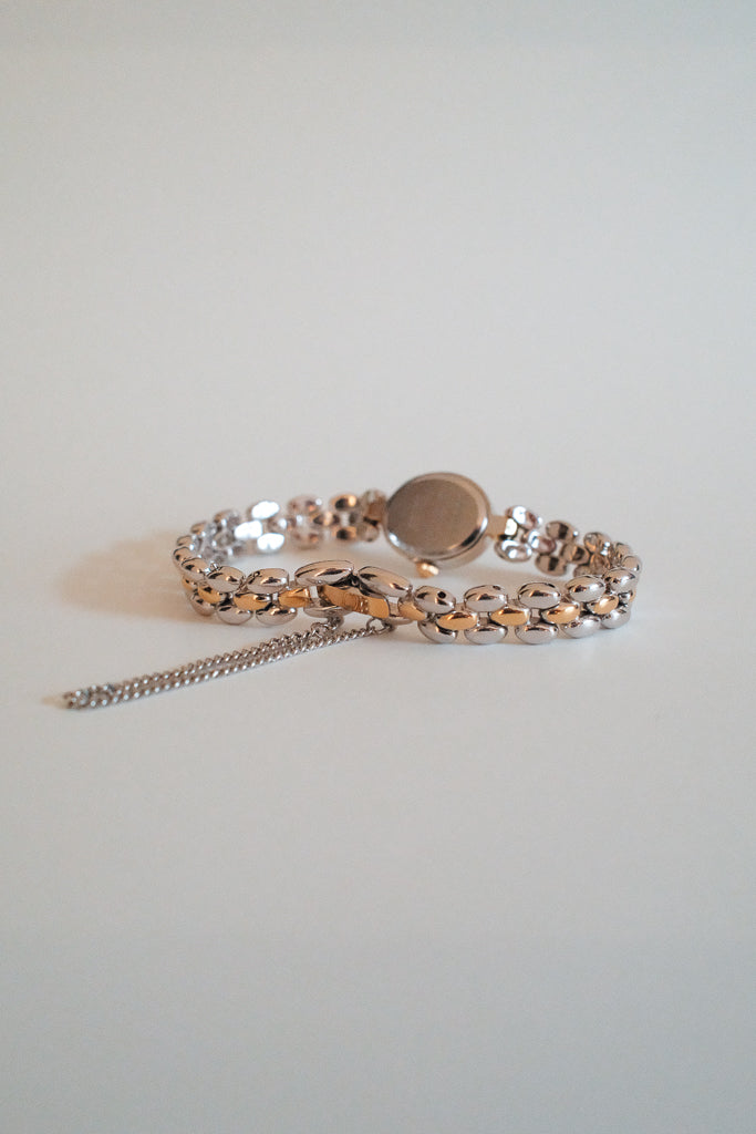 Vintage Seiko Tisse Ladies Two-Tone Watch with Red Gemstone