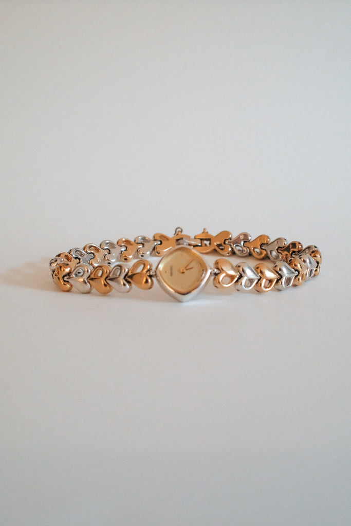 Vintage Ladies Seiko Two-Tone Heart Link Bracelet Watch