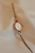 Vintage Alba Ladies Gold Heart Bracelet Watch with Red Gemstones