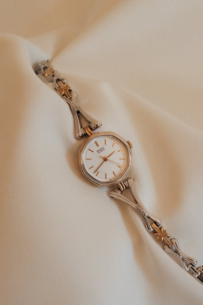 Vintage Seiko Ladies Two-Tone Watch with Star-shaped Links