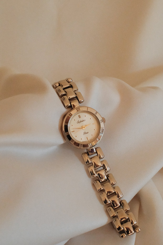 Vintage Alba Sefaire Champagne Coloured Watch with Purple Stone