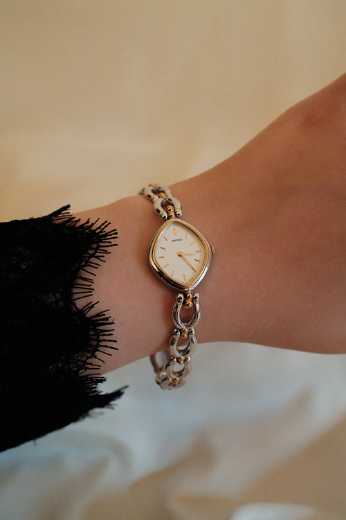 Vintage Ladies Seiko Diamond Shaped Two-Tone Watch