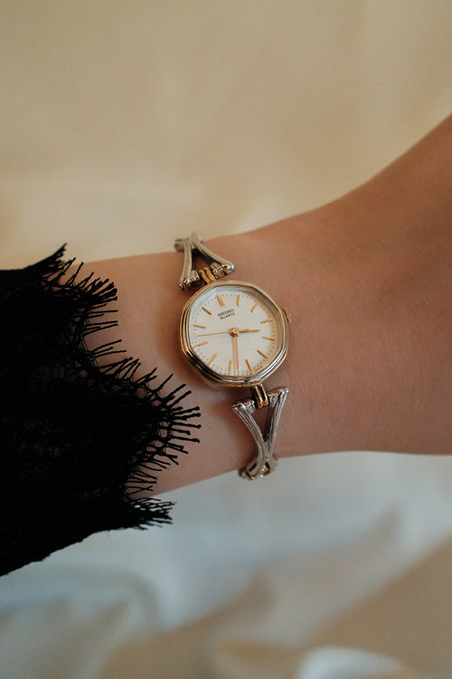 Vintage Seiko Ladies Two-Tone Watch with Star-shaped Links