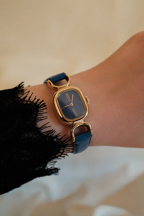 Vintage Seiko Leciel Ladies Blue Dial Watch on Leather Strap