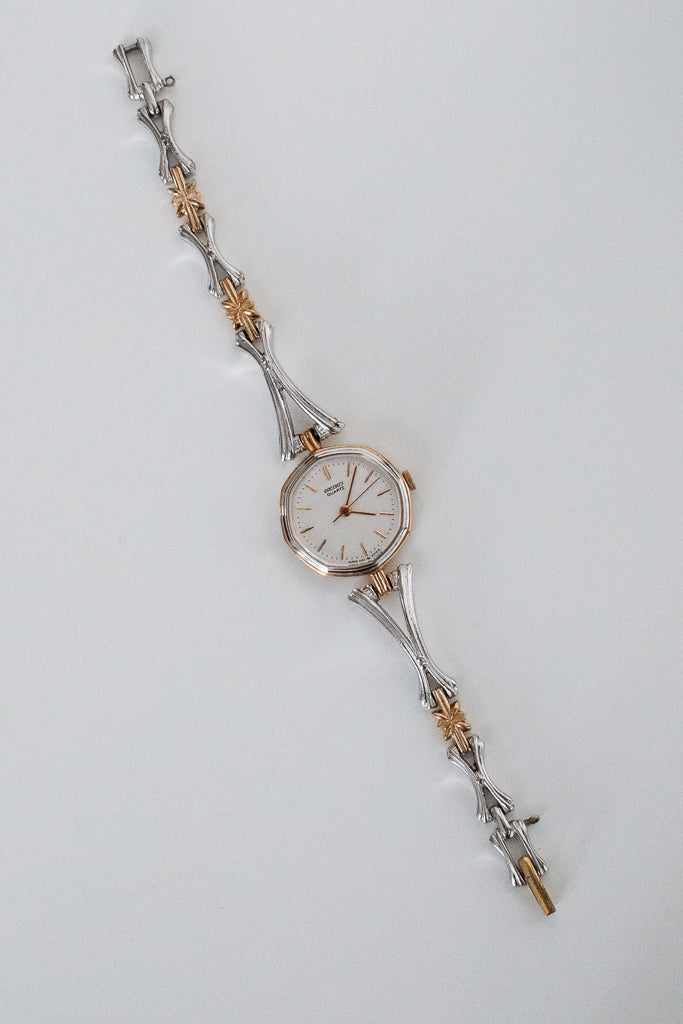 Vintage Seiko Ladies Two-Tone Watch with Star-shaped Links