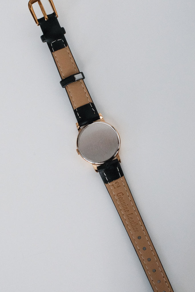 Vintage Seiko Ladies Gold Watch with Chocolate Brown Dial on Leather Strap