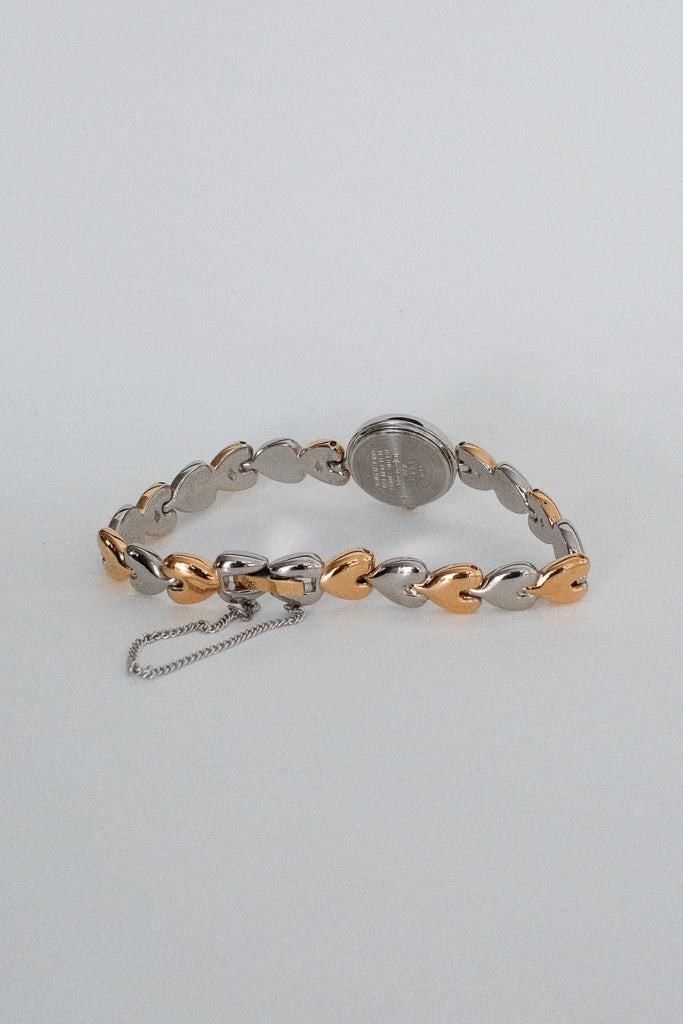 Vintage Alba Ladies Two-Tone Heart Link Bracelet Watch