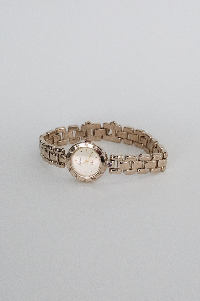 Vintage Alba Sefaire Champagne Coloured Watch with Purple Stone