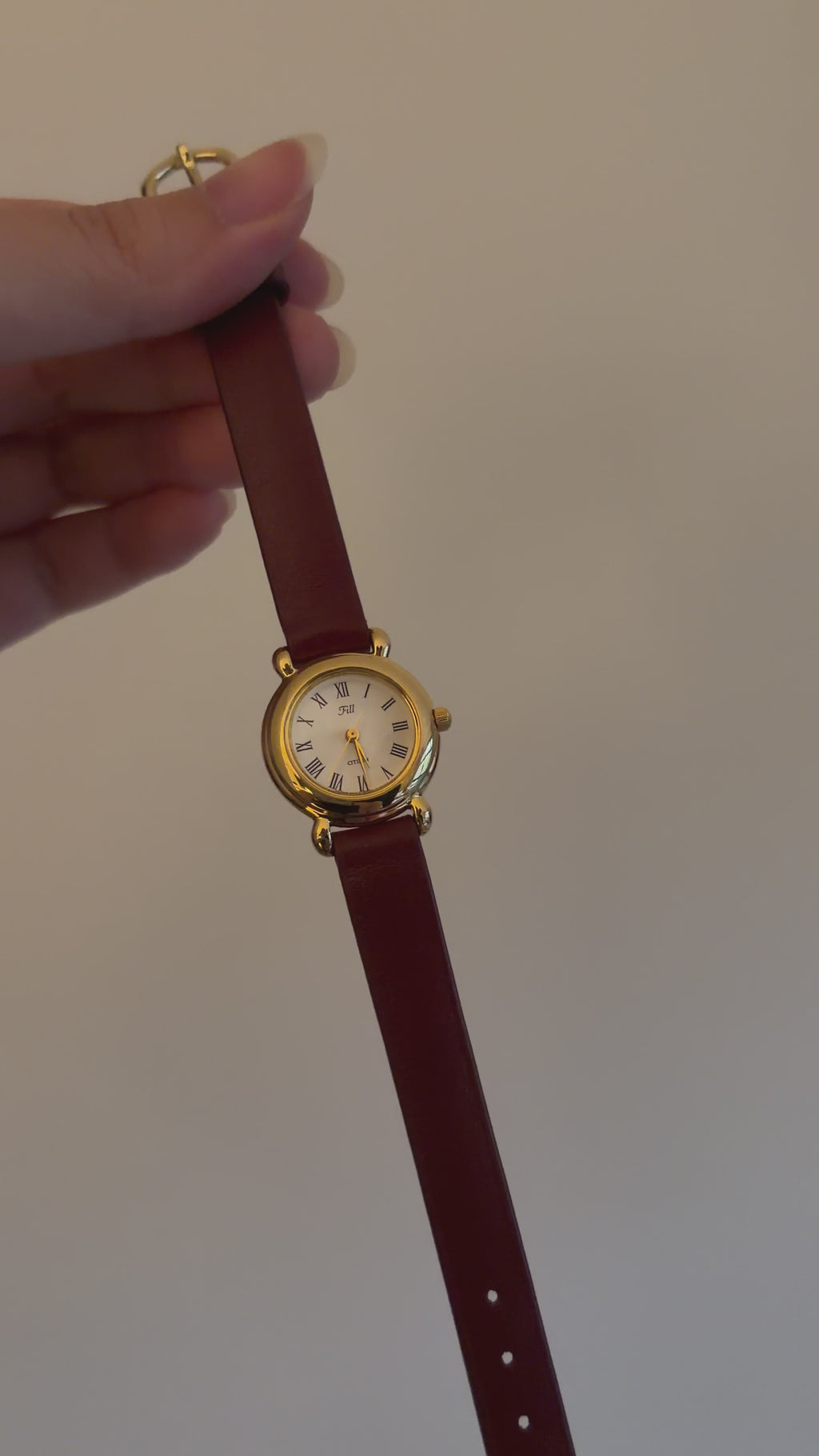 Vintage Citizen Fill Ladies Classic Roman Dial Watch on Red Leather Strap