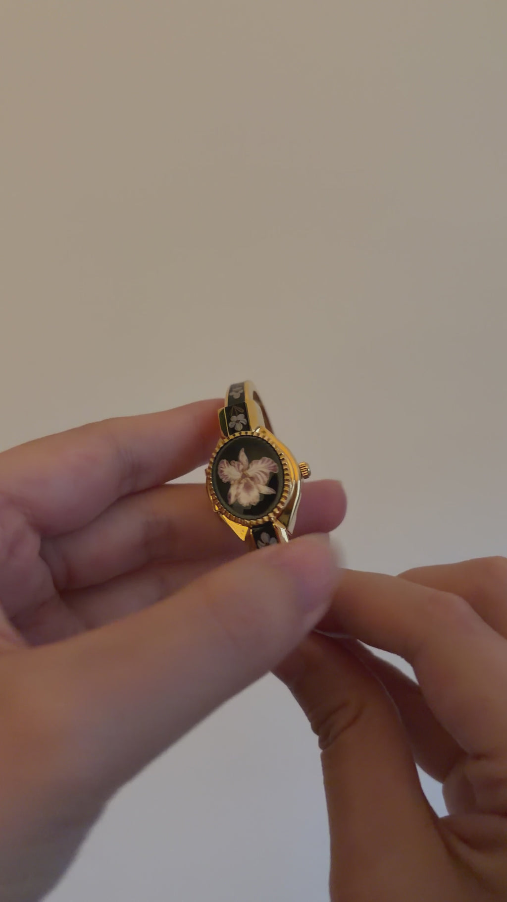 Andre Mouche Floral Enamel Bangle Watch